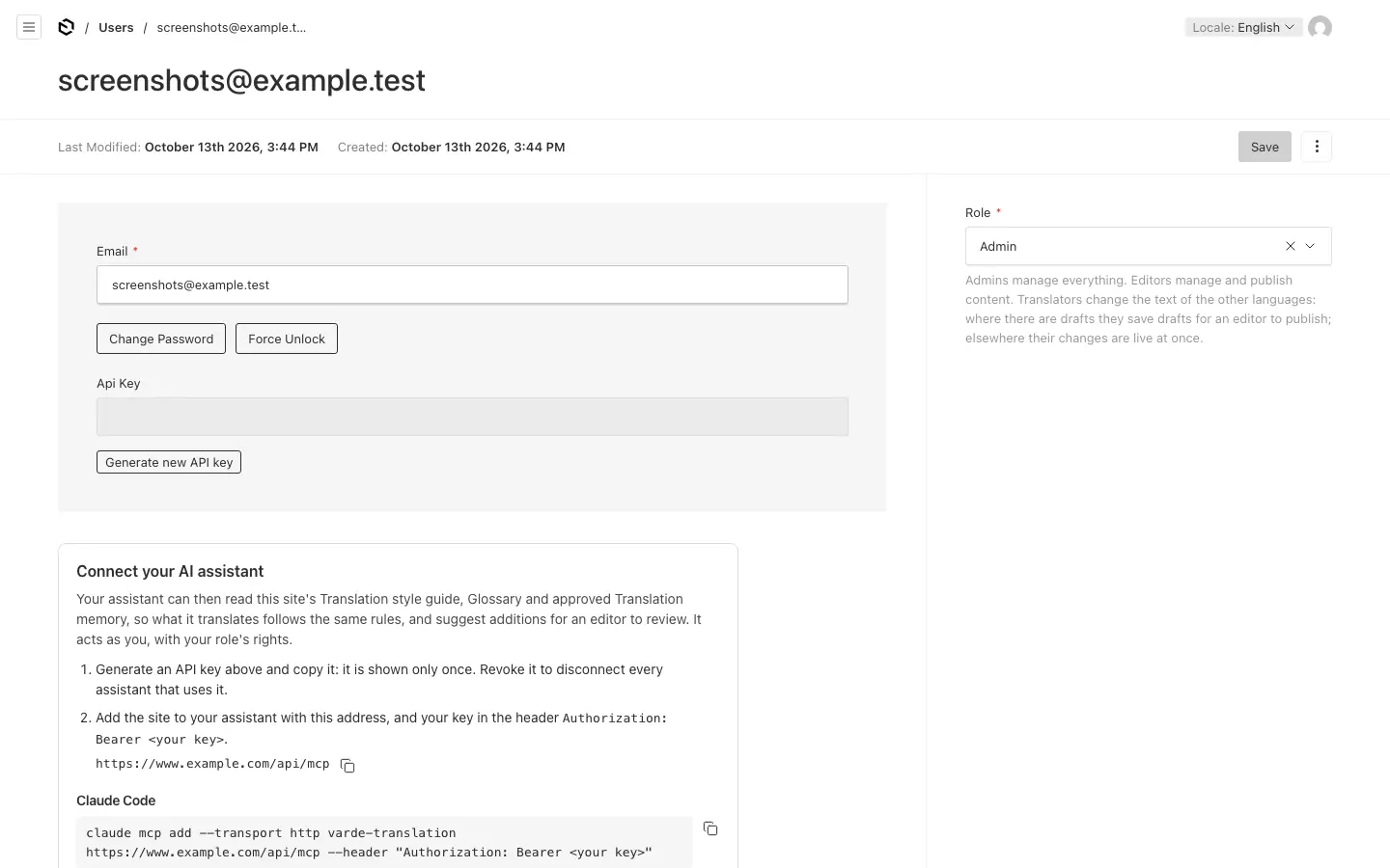 The account page with the assistant setup