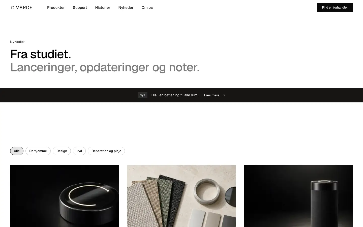 The news index in Danish, at /da/nyheder